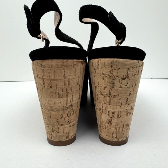 Stuart Weitzman Peep toe, Sling Back Platform Cork Wedge Sandals. Black Size 8.5 - Picture 5 of 12